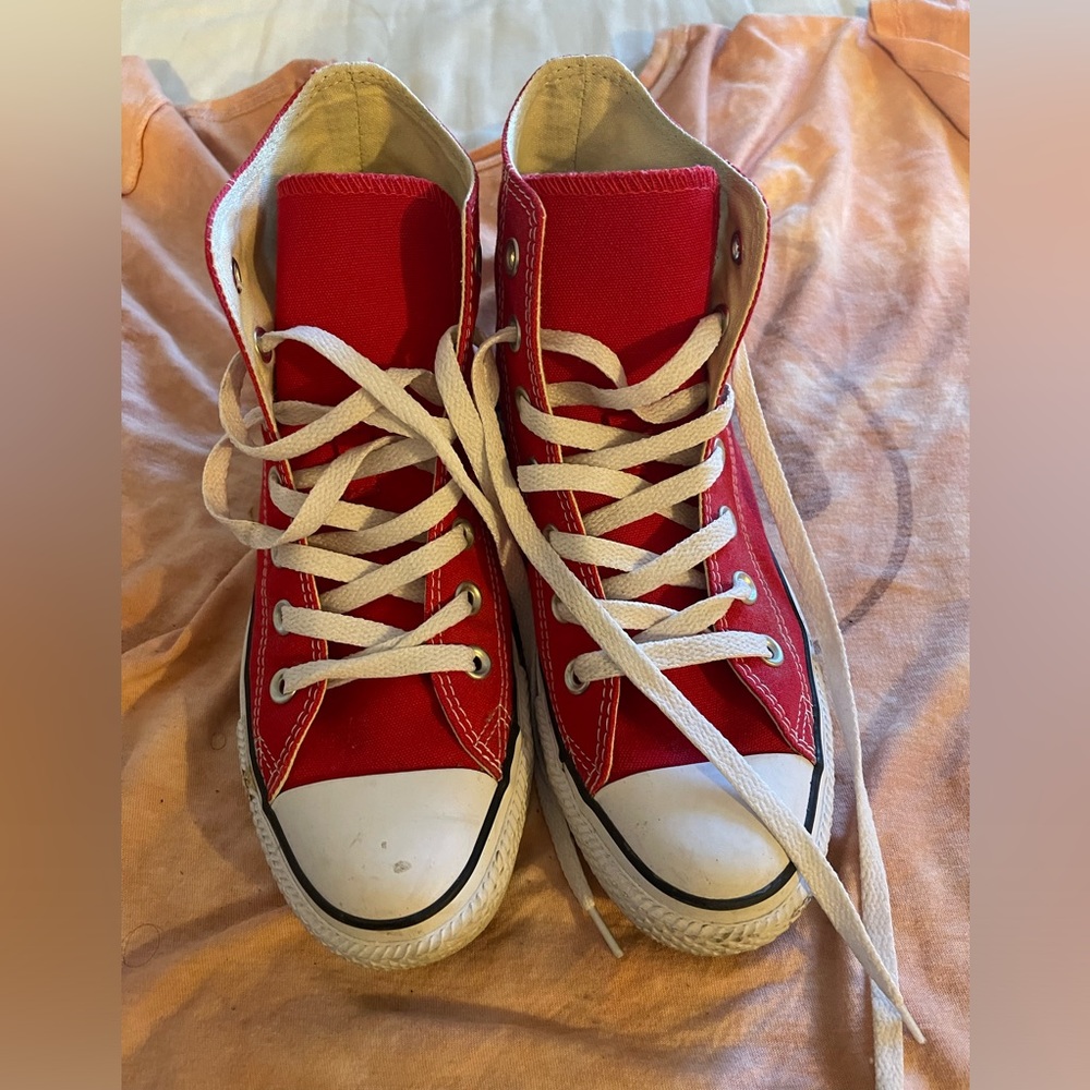 Converse Red and White High-Top Sneakers